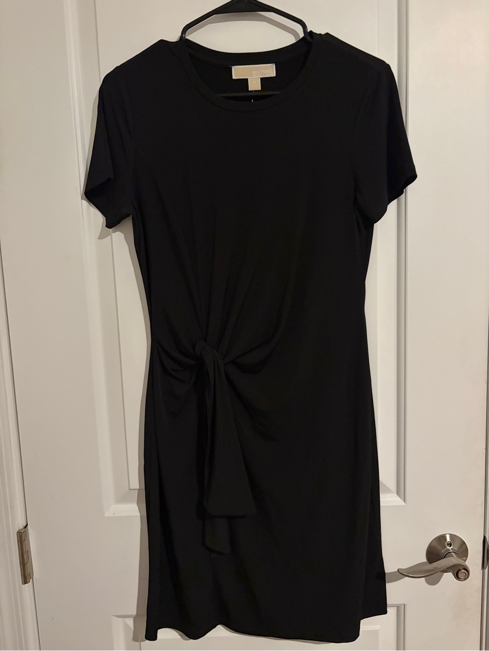 Michael Kors Black Knot-Front Short Sleeve Dress Medium $98 NWT